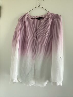 Zac & Rachel Pink to White Ombre Striped Button-Down Blouse